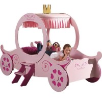 Pat Printese Royal Princess Carriage ROZ - Pat Caleasca din lemn MDF in forma de Trasura Regala Pat Printese Royal Princess Carriage ROZ - Pat Caleasca din lemn MDF in forma de Trasura Regala